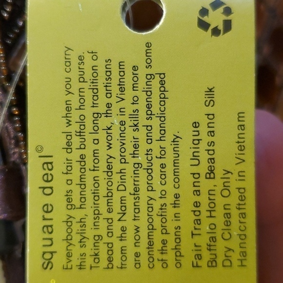 World of Good Buffalo Horn Beaded Silk Purse NWT - Picture 6 of 8